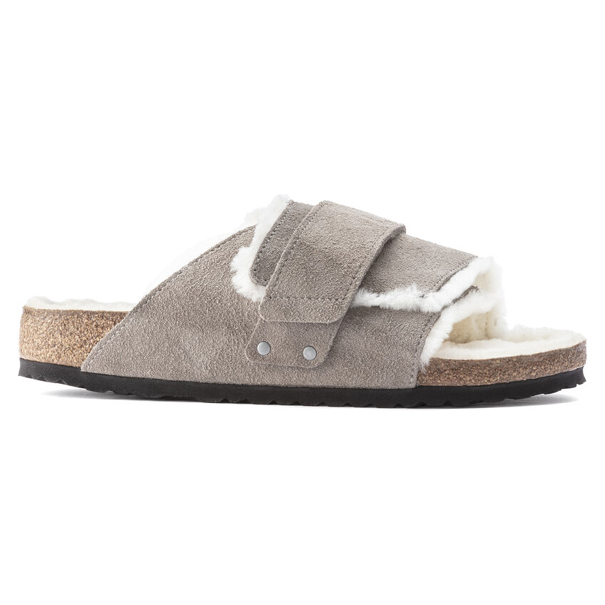 Birkenstock Kyoto Shearling Suede Leather Stone Coin